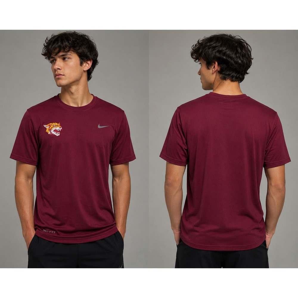 Nike Dri-FIT Mens Wildcat Graphic T-Shirt Maroon‎ Burgundy Short Sleeve Tee